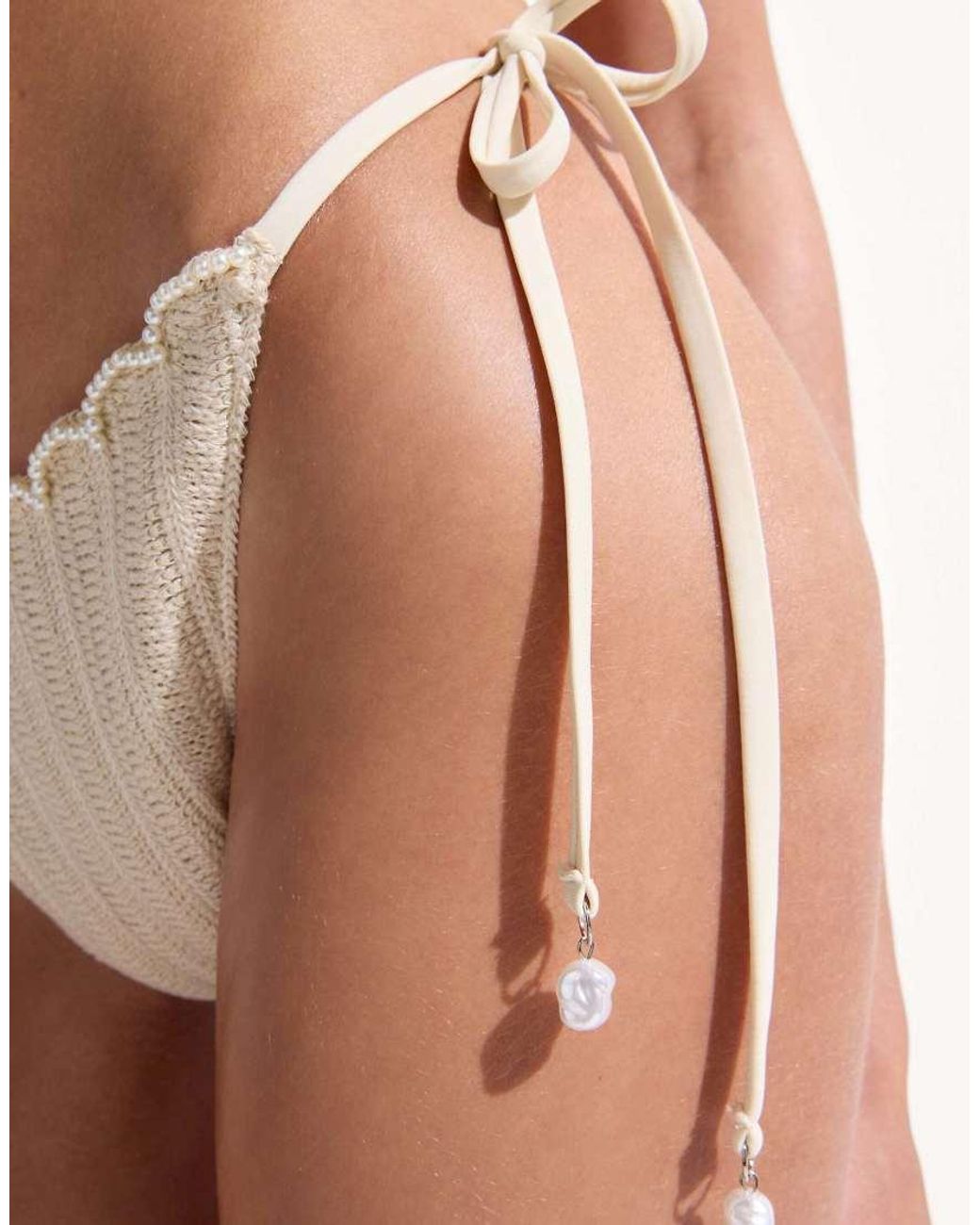 Calzedonia Natural Brazilian Bikini Bottoms Ocean Pearl