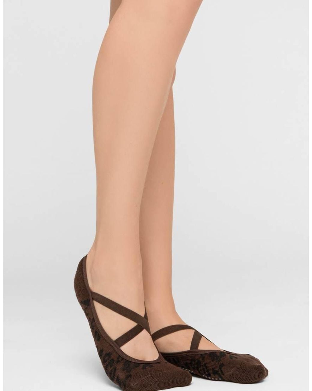 Calzedonia Brown Non-Slip Crossover Pilates Socks