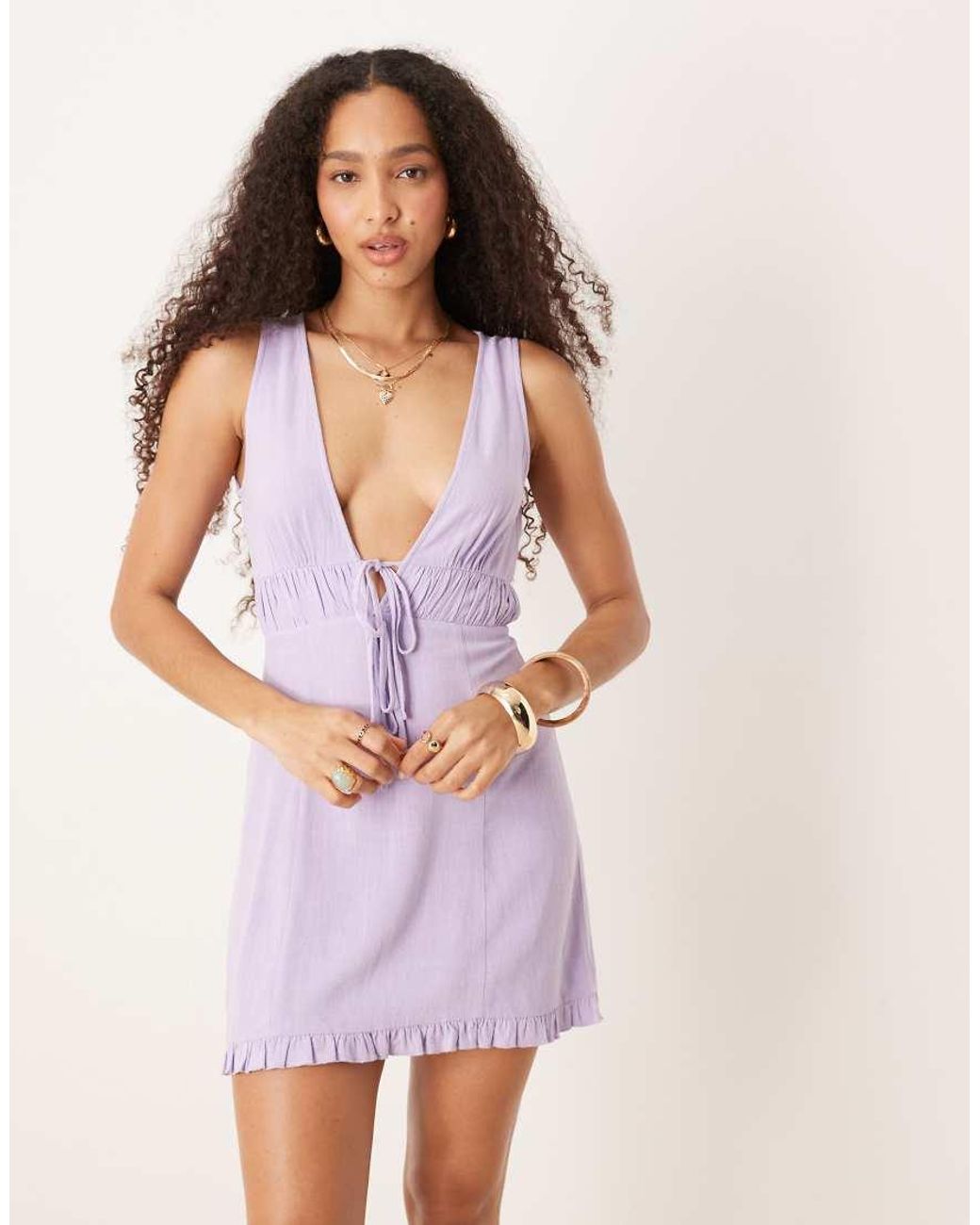 ASOS Pink V Neck Tie Front Mini Dress
