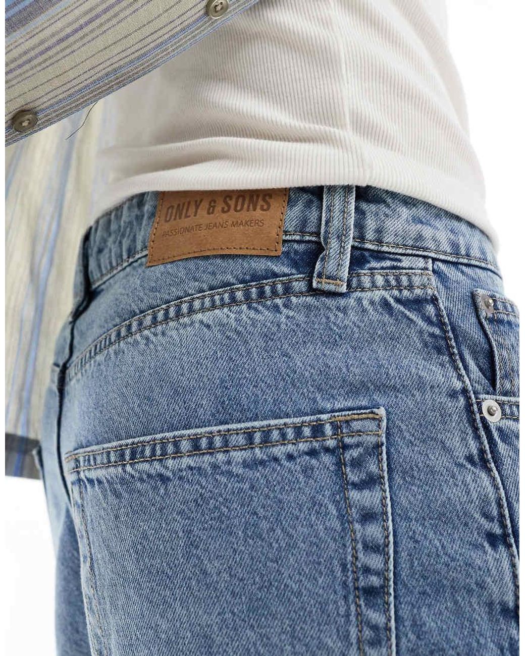 Only & Sons Blue Baggy Denim Short for men
