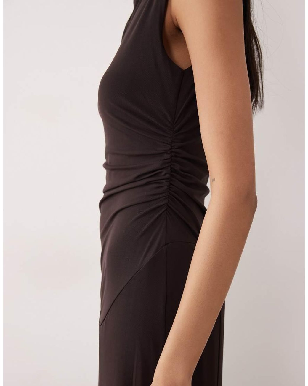 Gina Tricot Brown Dropped Waist Maxi Dress
