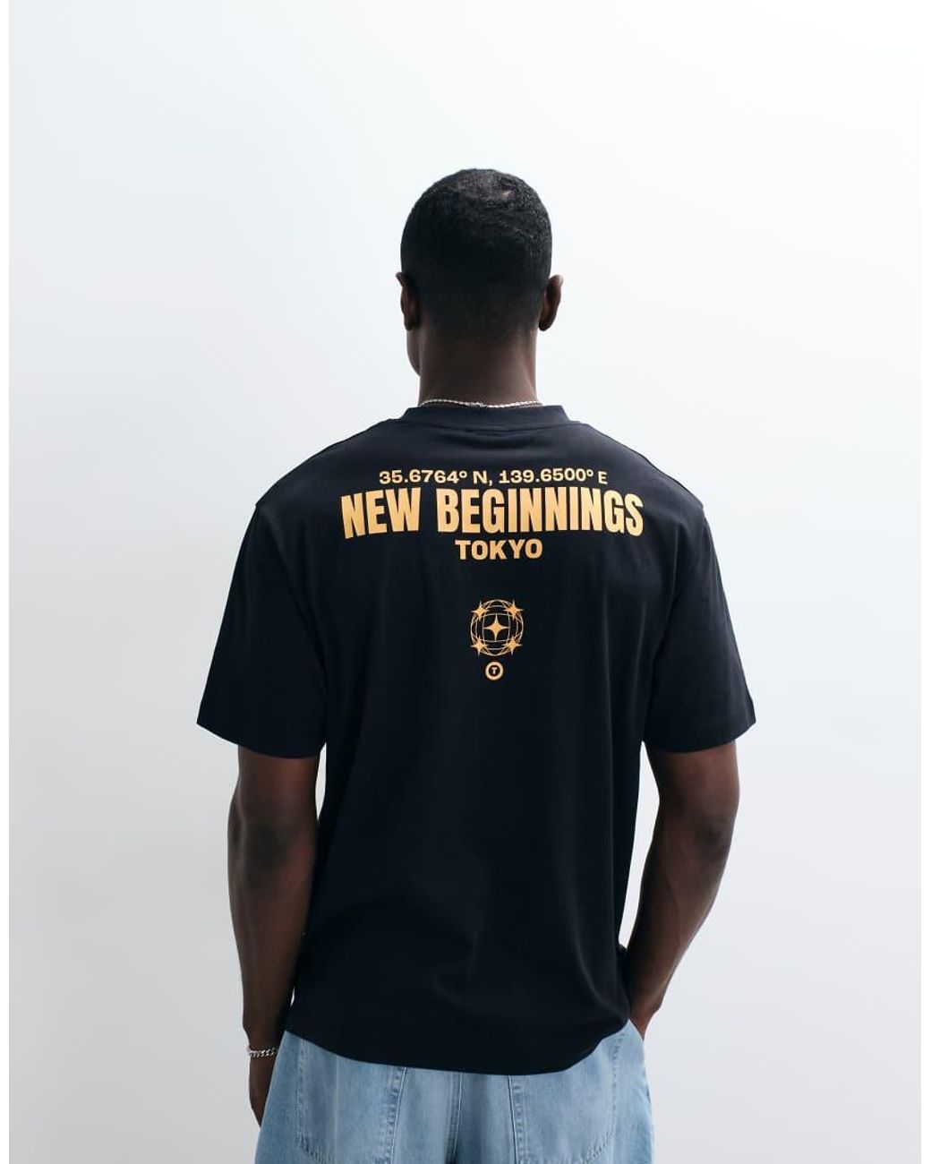 ASOS Blue Relaxed T-Shirt With Text Graphic for men