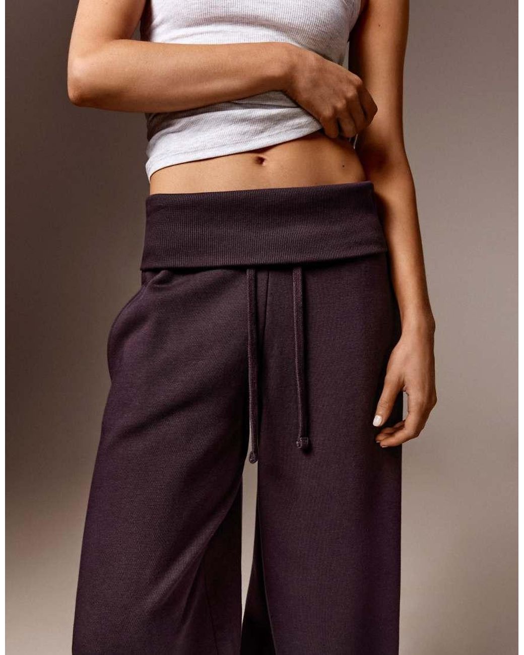Bershka Purple Barrel Fit Plush Trousers