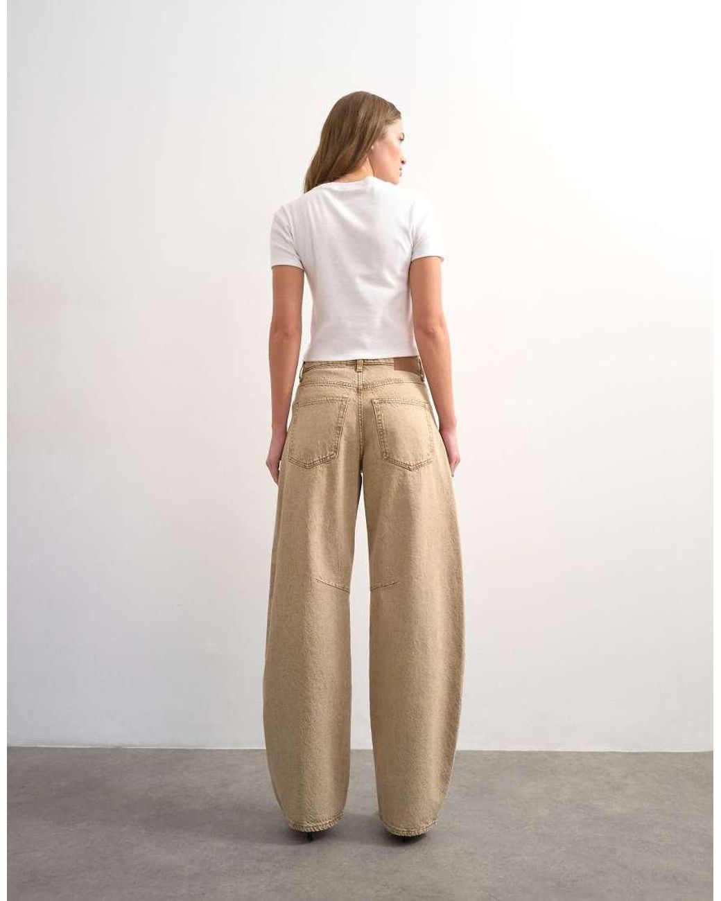 TOPSHOP Gray Barrel Mid Rise Jeans