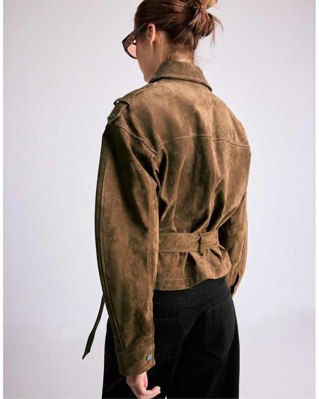 Stradivarius Blue 100% Leather Biker Jacket