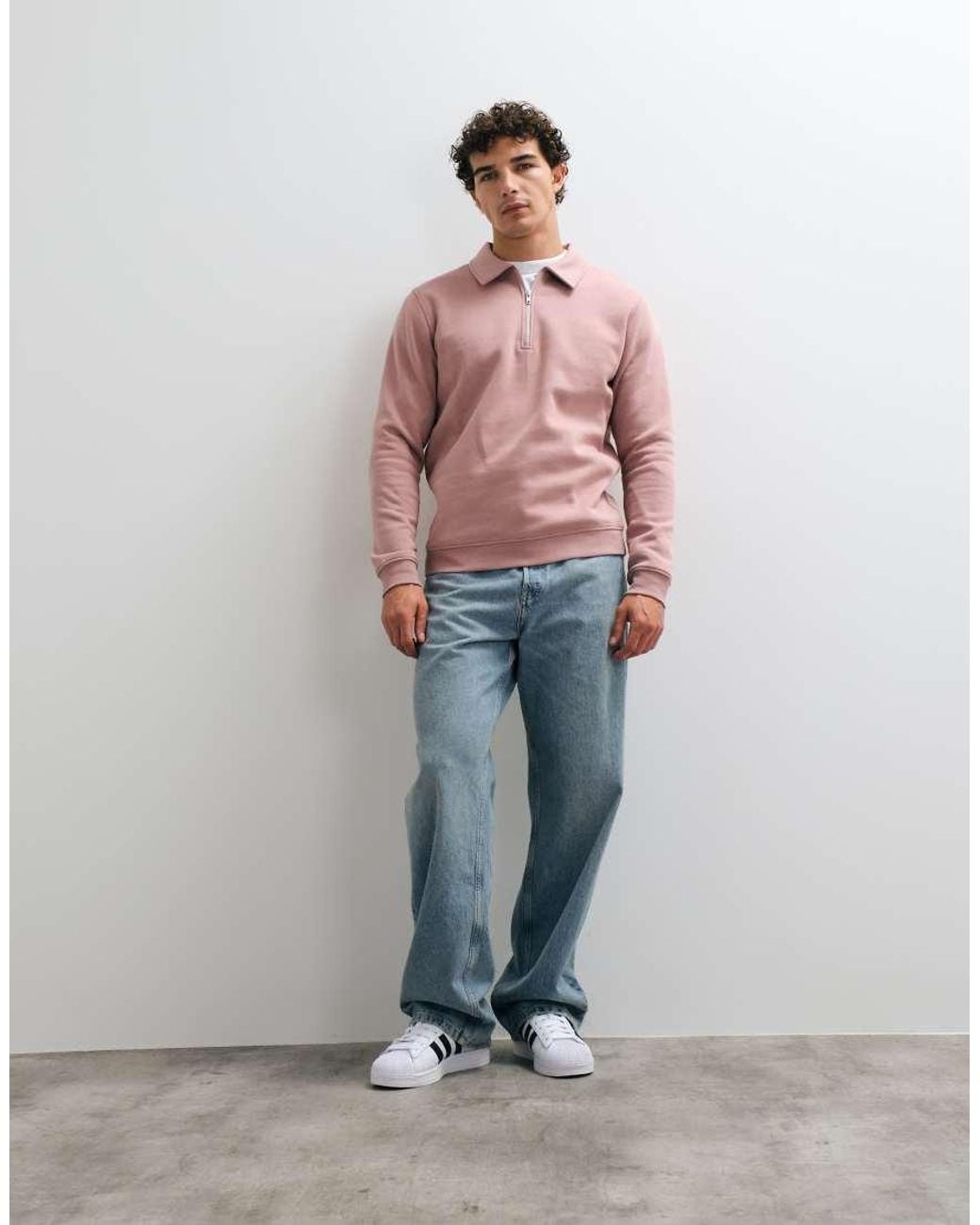 Básicos Polo Con Cremallera De Cuarto-Rosa ASOS de hombre de color Pink