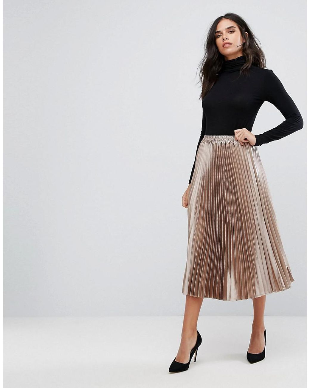 Y.A.S Metallic Pleated Skirt | Lyst