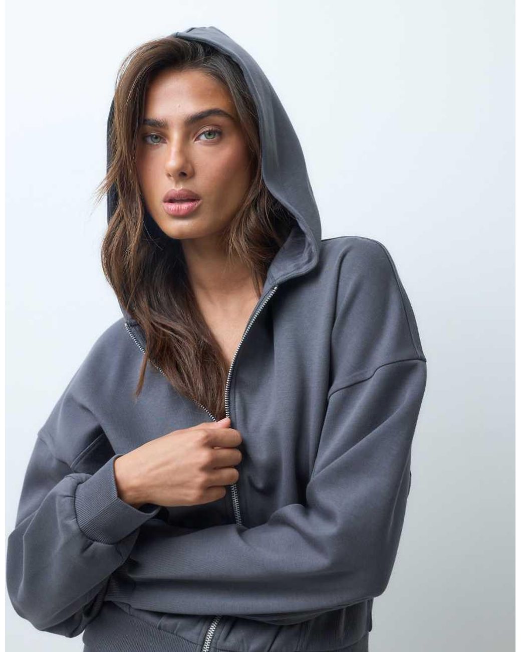 ASOS Blue Interlock Cropped Hoodie