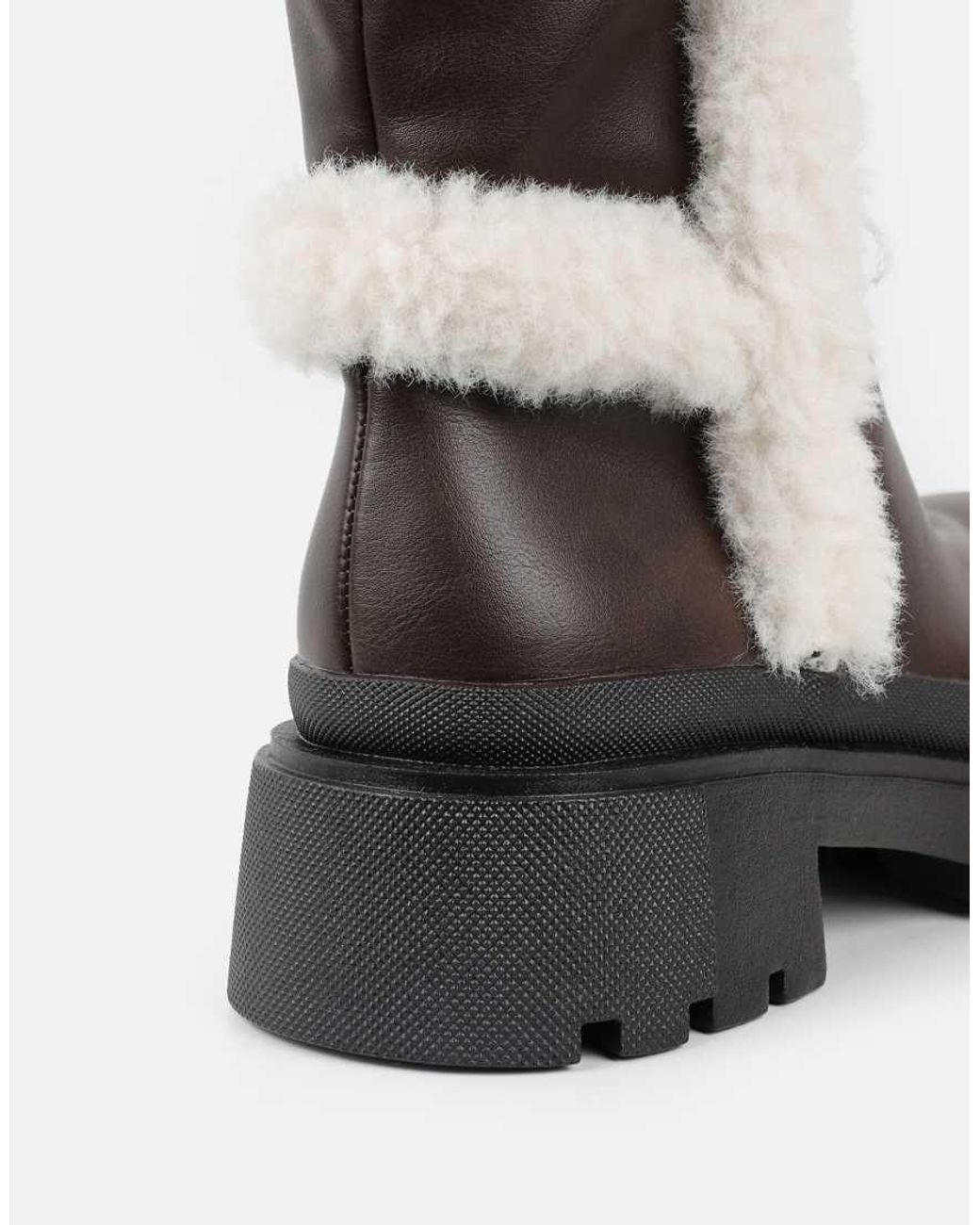 SIMMI Black Earhart Faux Fur Detail Chunky Boots
