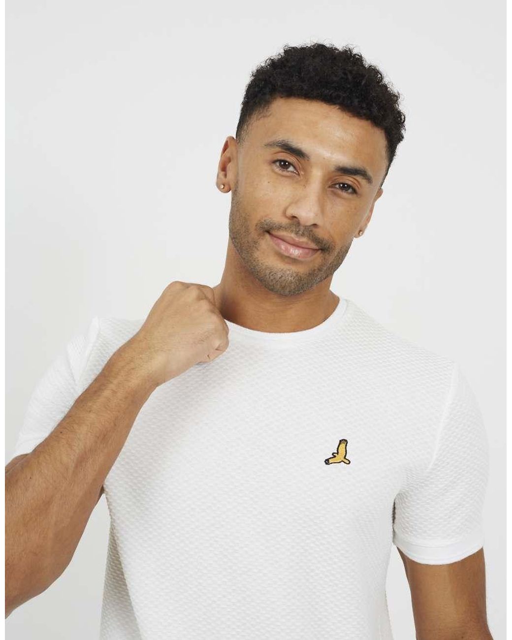 Brave Soul White Embroidered Crew Neck T-Shirt for men