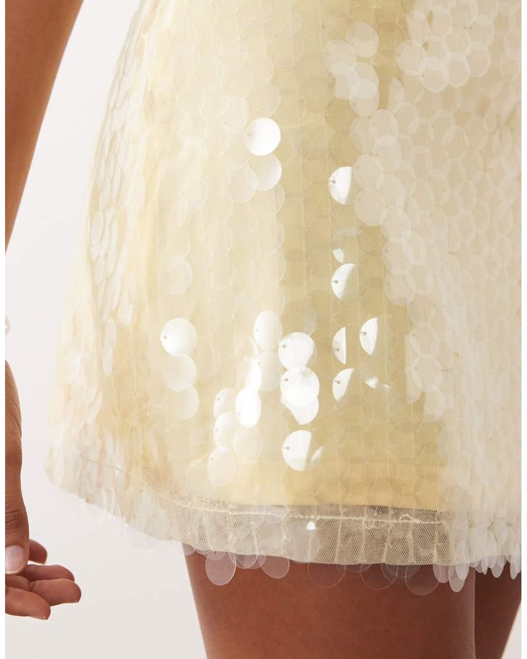 SNDY'S Natural Disc Sequin Mini Skirt