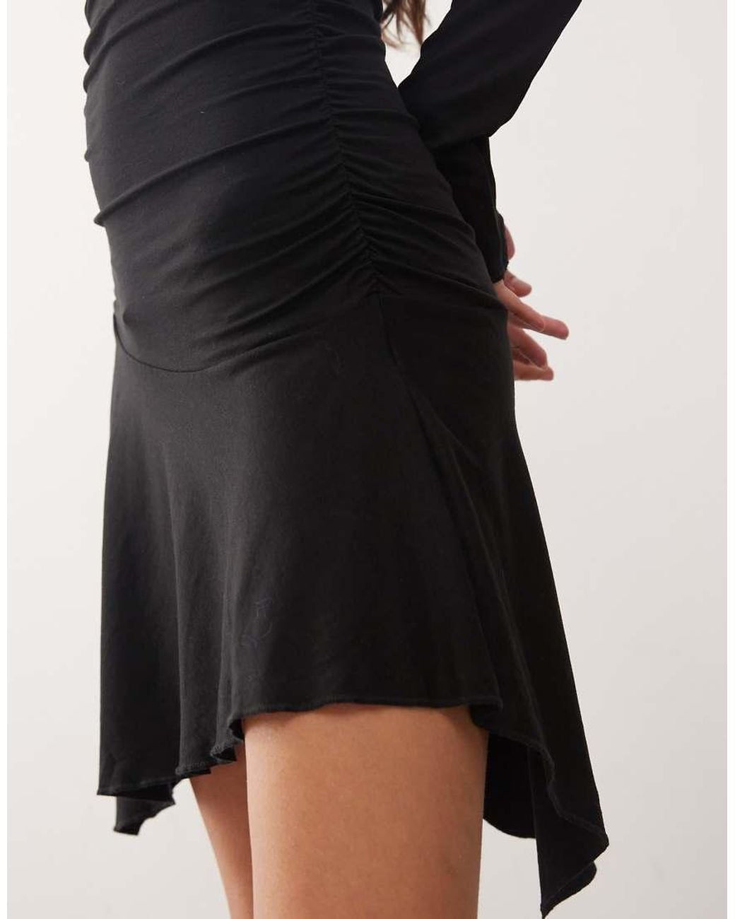 Weekday Natural Asymmetric Shoulder Long Sleeve Mini Dress