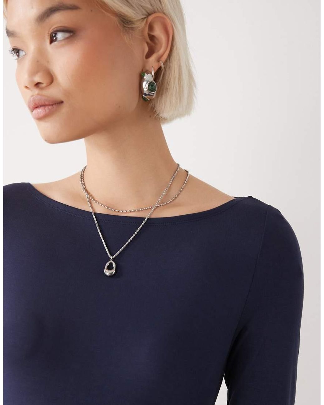 Weekday Blue Annie Super Soft Long Sleeve Boat Neck Top