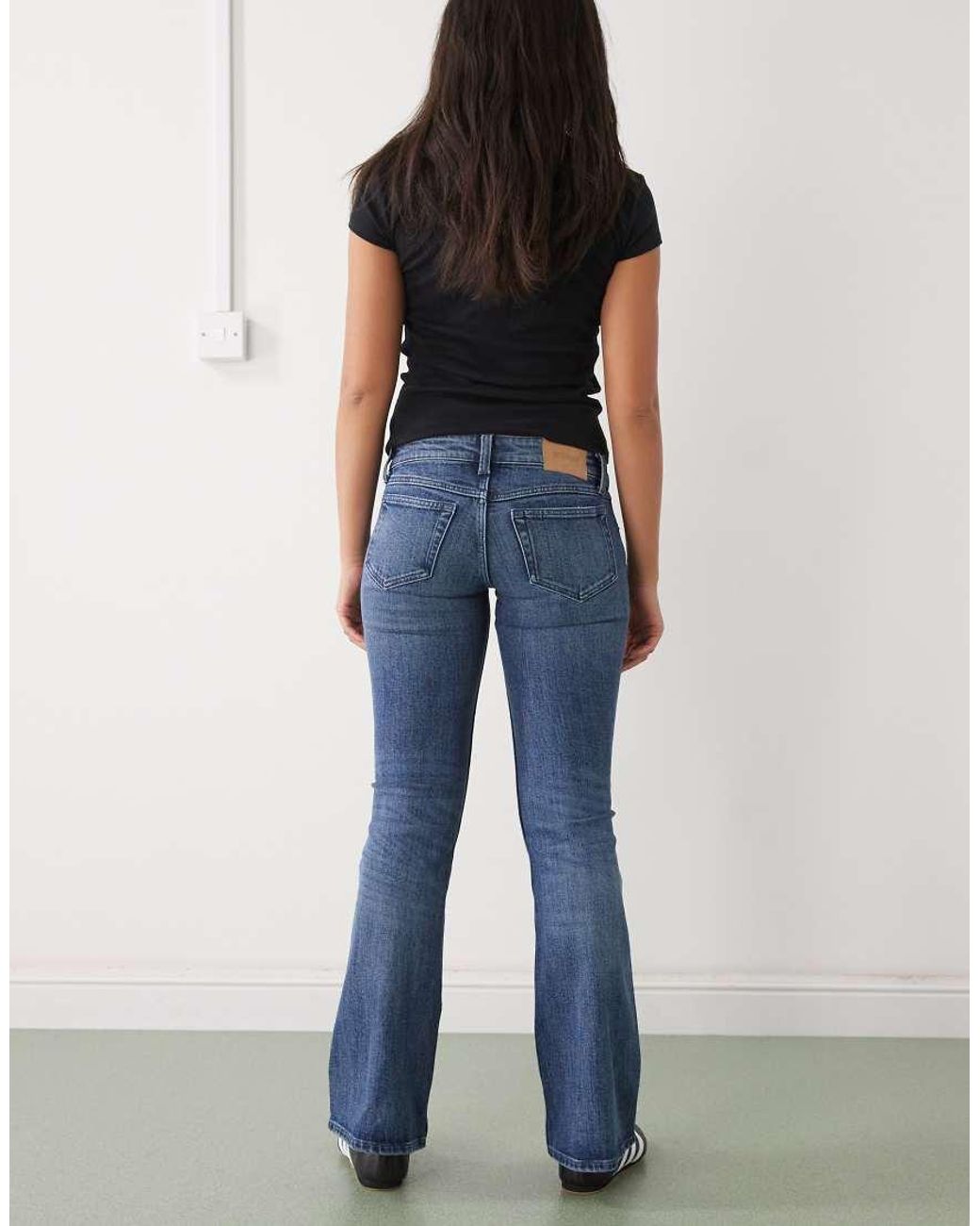 Weekday Blue Low Waist Flared Jeans With Zip Closure