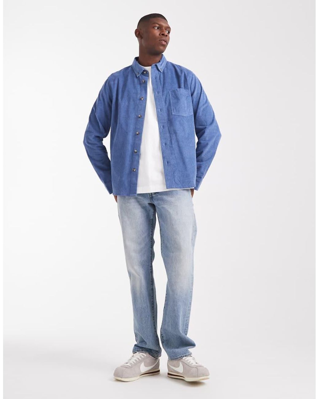 ASOS Blue Regular Cord Shirt for men