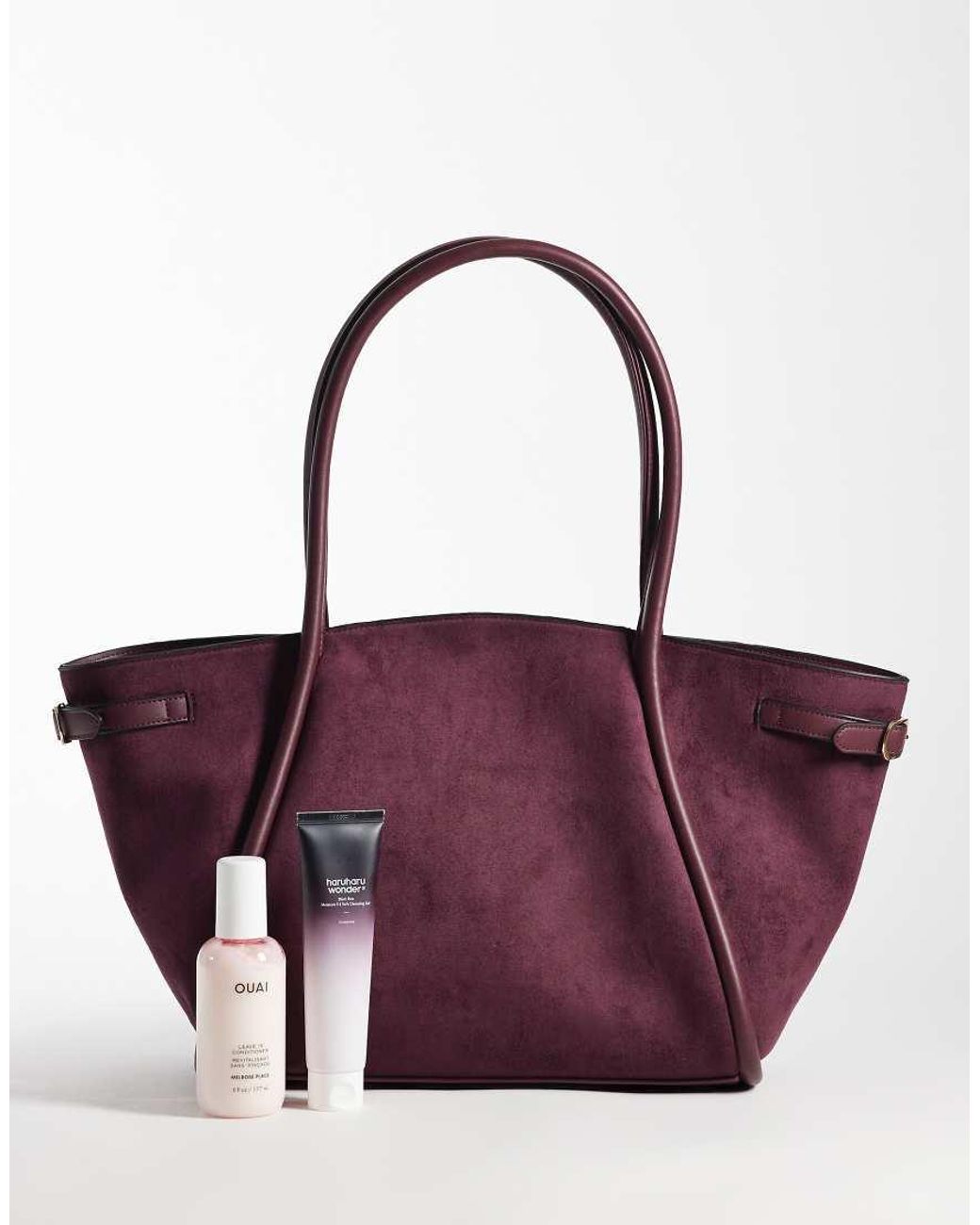 ASOS Purple Faux Suede Belted Tote Bag