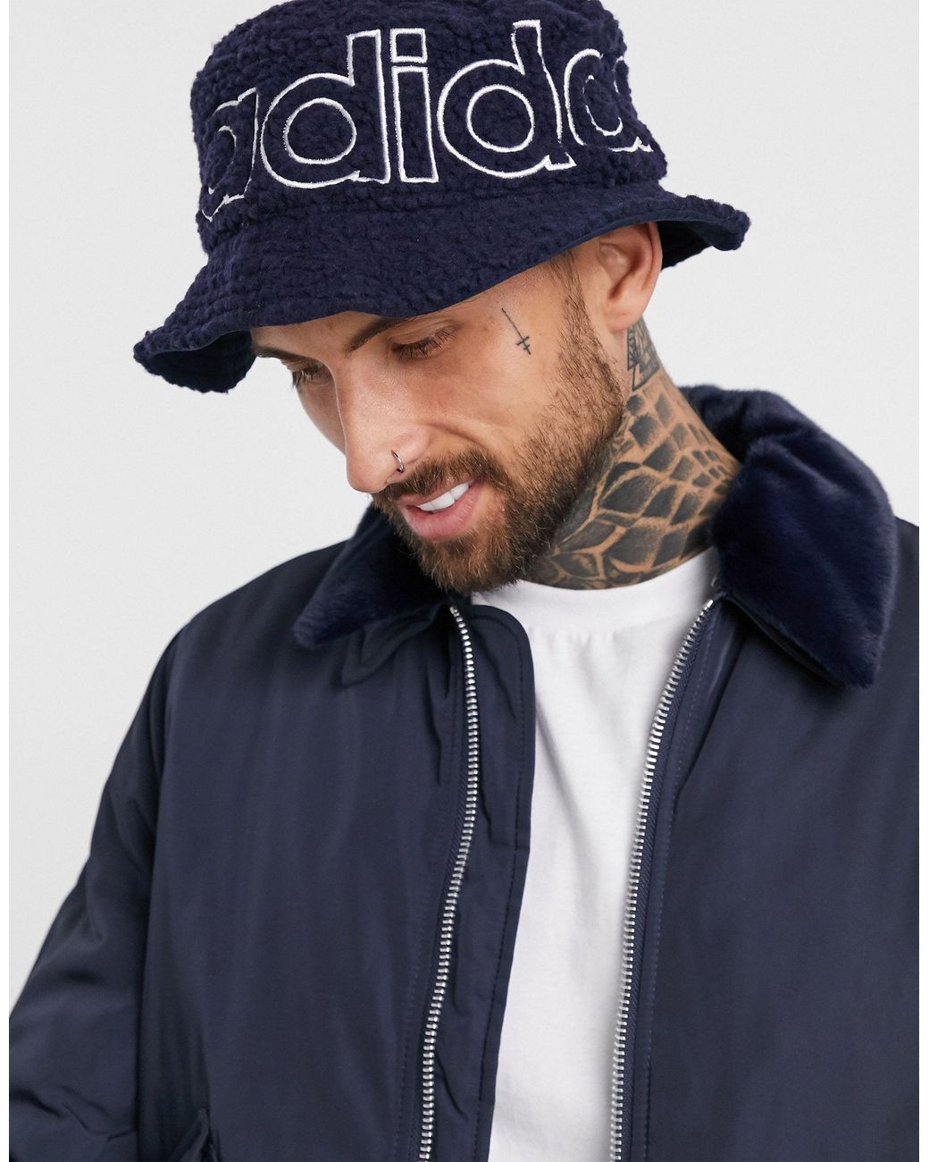 adidas Originals Sherpa Bucket Hat in Navy (Blue) for Men | Lyst
