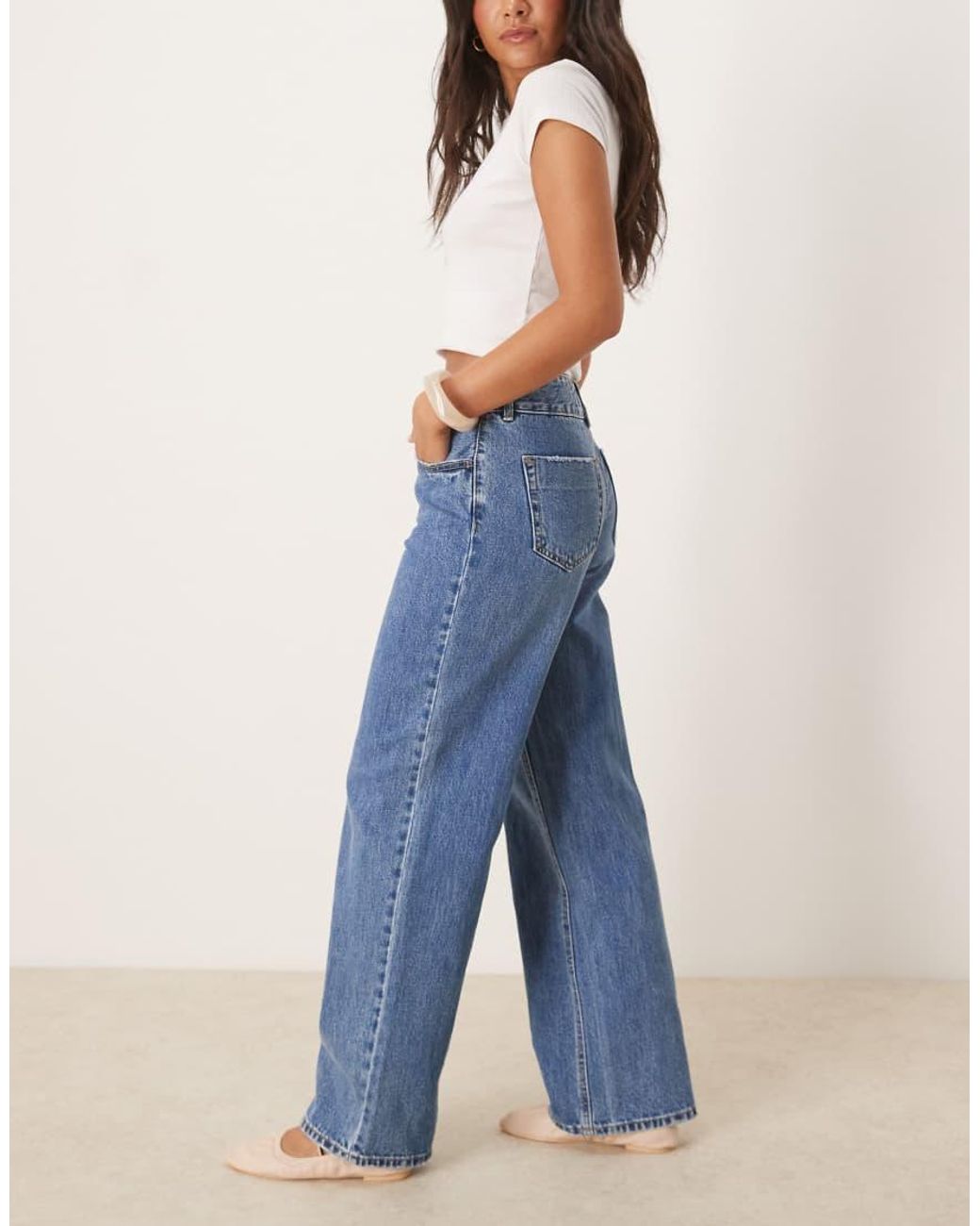 Aware Blue Rena Mid Rise Wide Leg Jeans