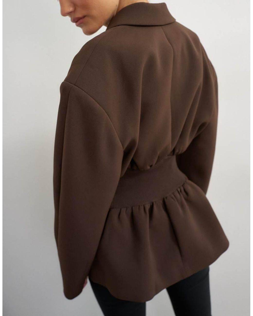 TOPSHOP Brown Cinch Waist Blazer