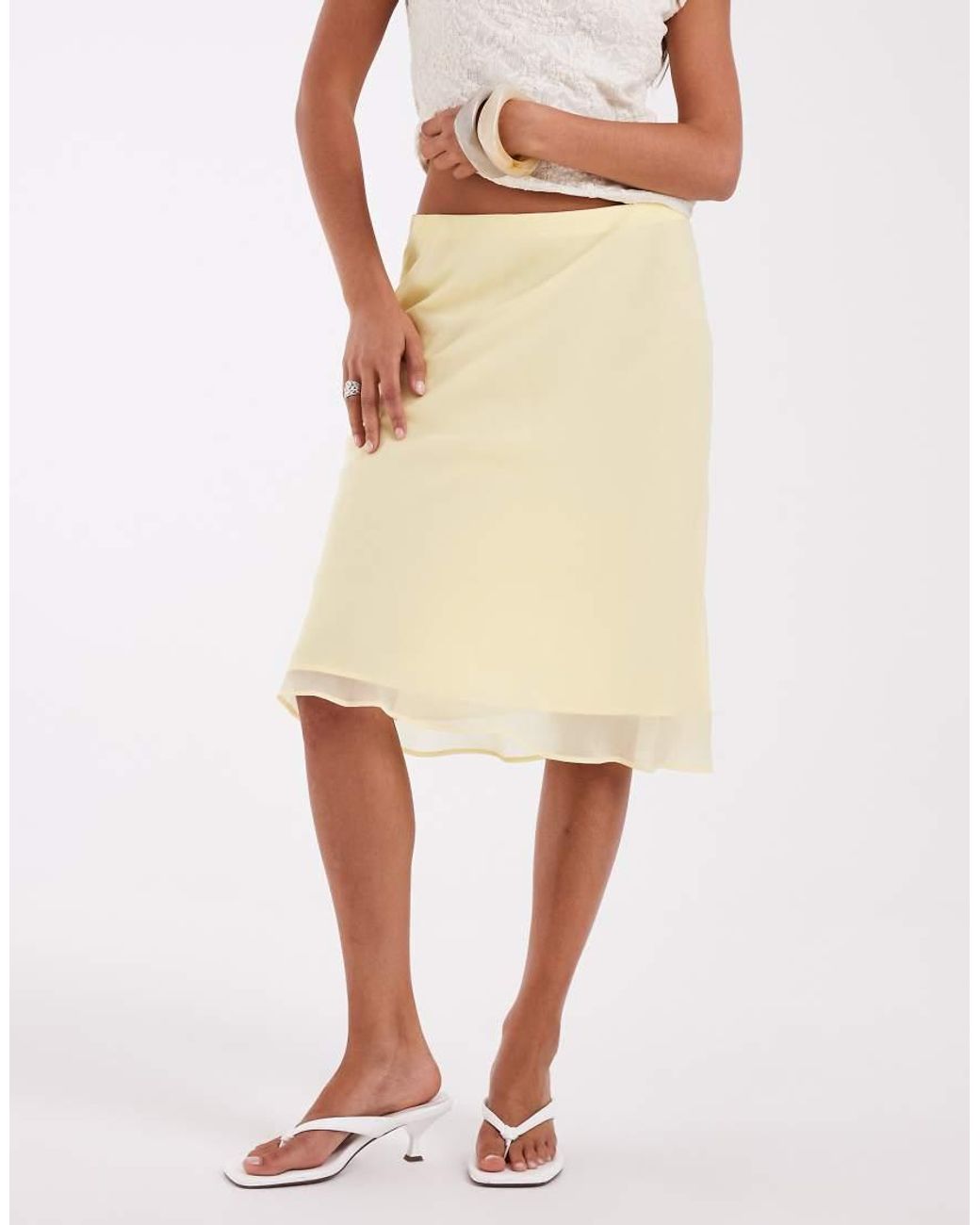 ASOS Natural Chiffon 90S Slip Skirt