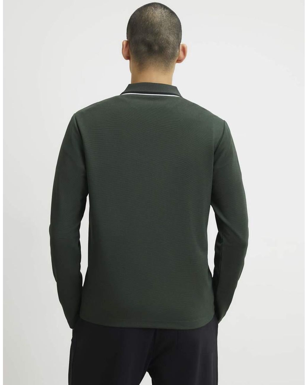 River Island Green Slim Fit Tipped Polo Shirt for men