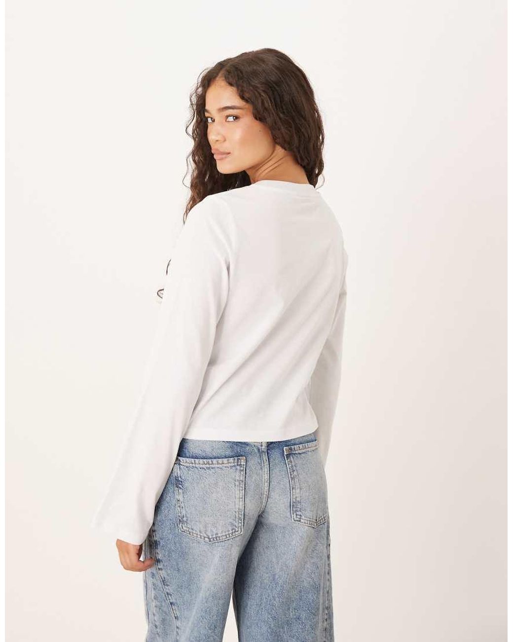 ASOS White Wrap Detail Long Sleeve Top