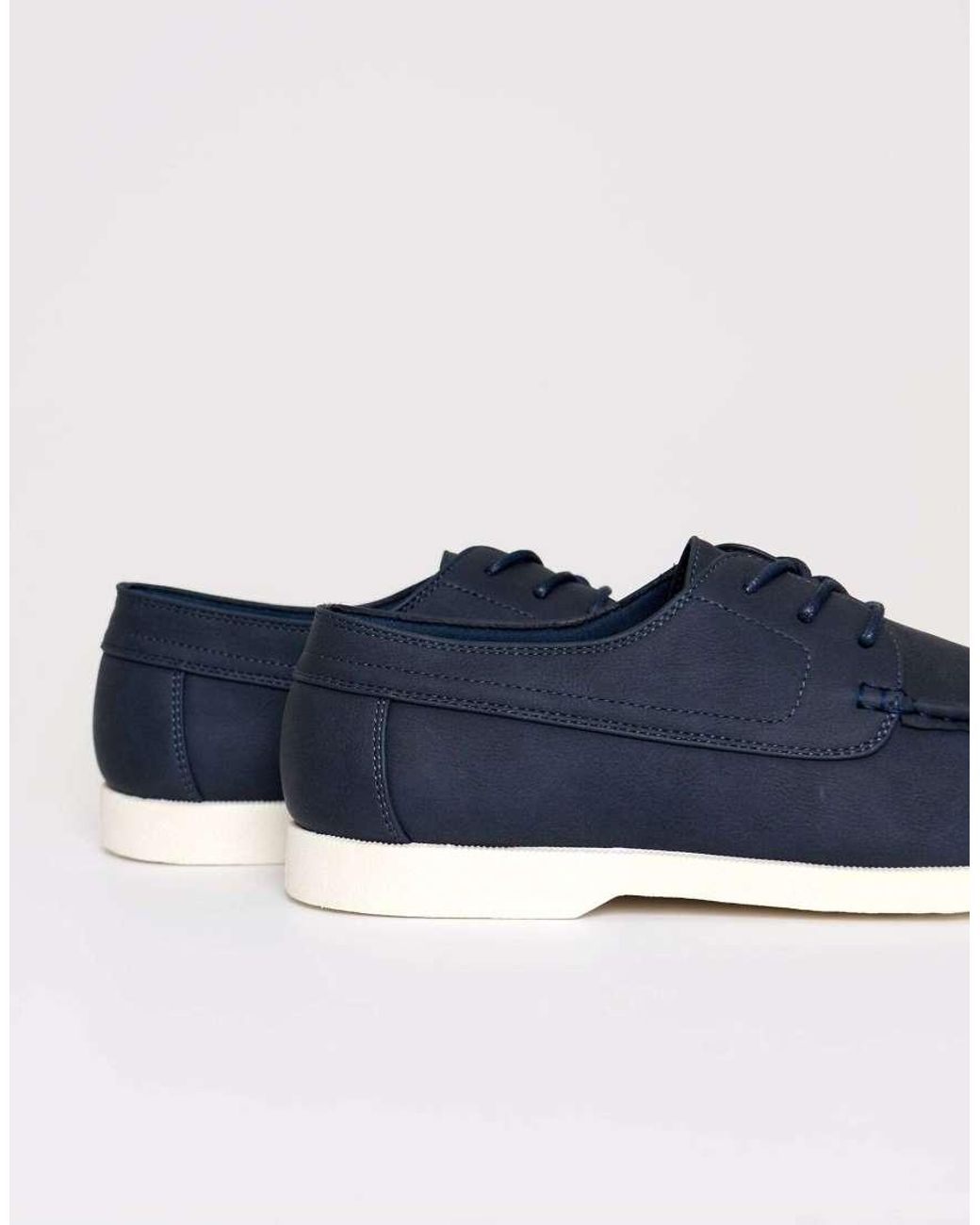 Threadbare Blue Faux Suede Boat Shoes for men