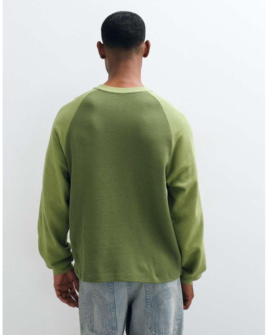 ASOS Green Boxy Oversized Long Sleeve Raglan T-shirt for men