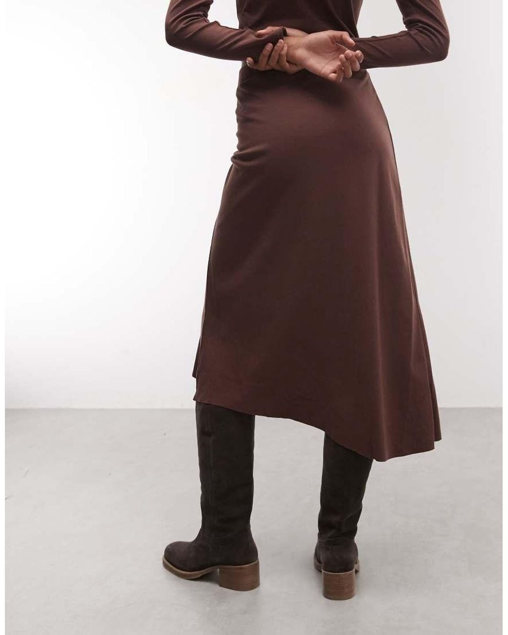 Daisy Street Brown Asymmetric Midi Skirt