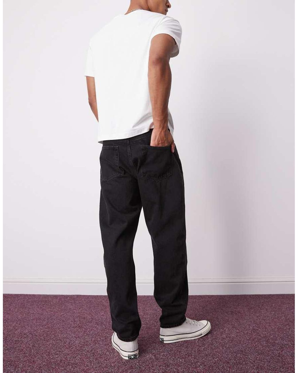 Weekday White Ray Relaxed Fit Tapered Jeans for men