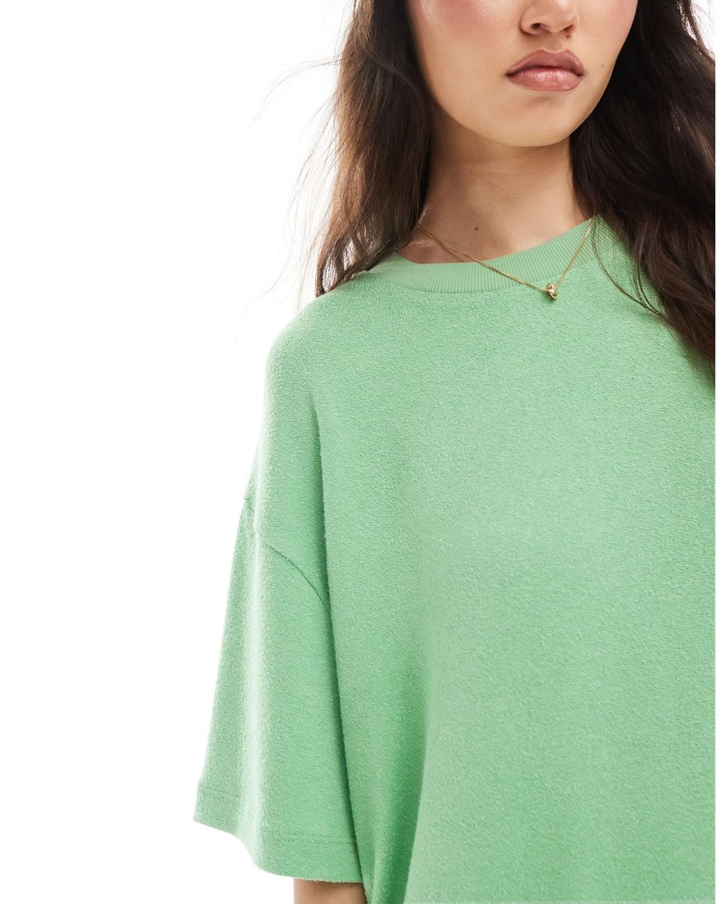 ASOS Green Textured Knit Oversized T-shirt