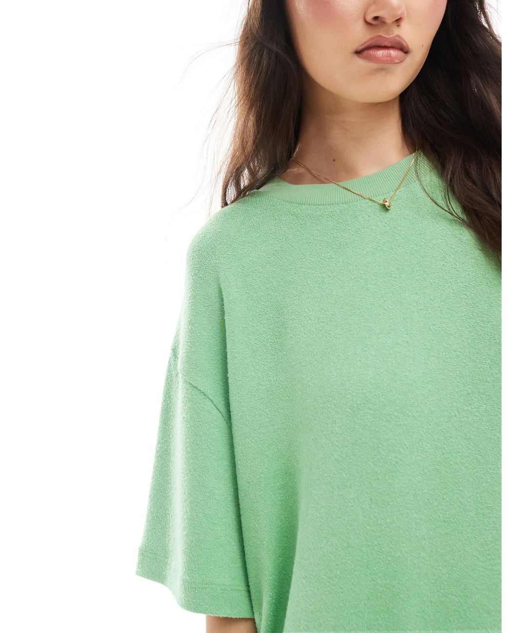 ASOS Green – oversize-t-shirt aus strukturiertem strickmaterial
