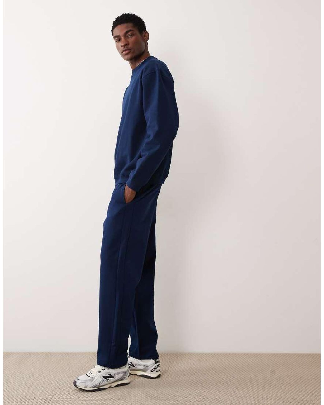 ASOS Blue Circular Design Collection Heavyweight Straight Leg Trackies for men