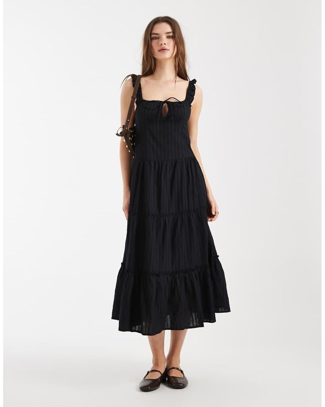 Cotton On Black Skye Corset Detailing Midi Dress
