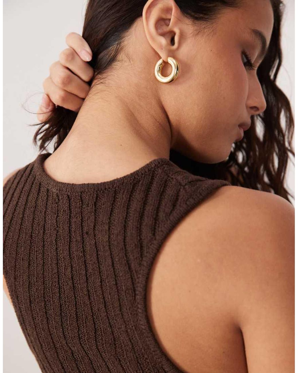 ASOS Brown Ribbed Racer Boucle Vest