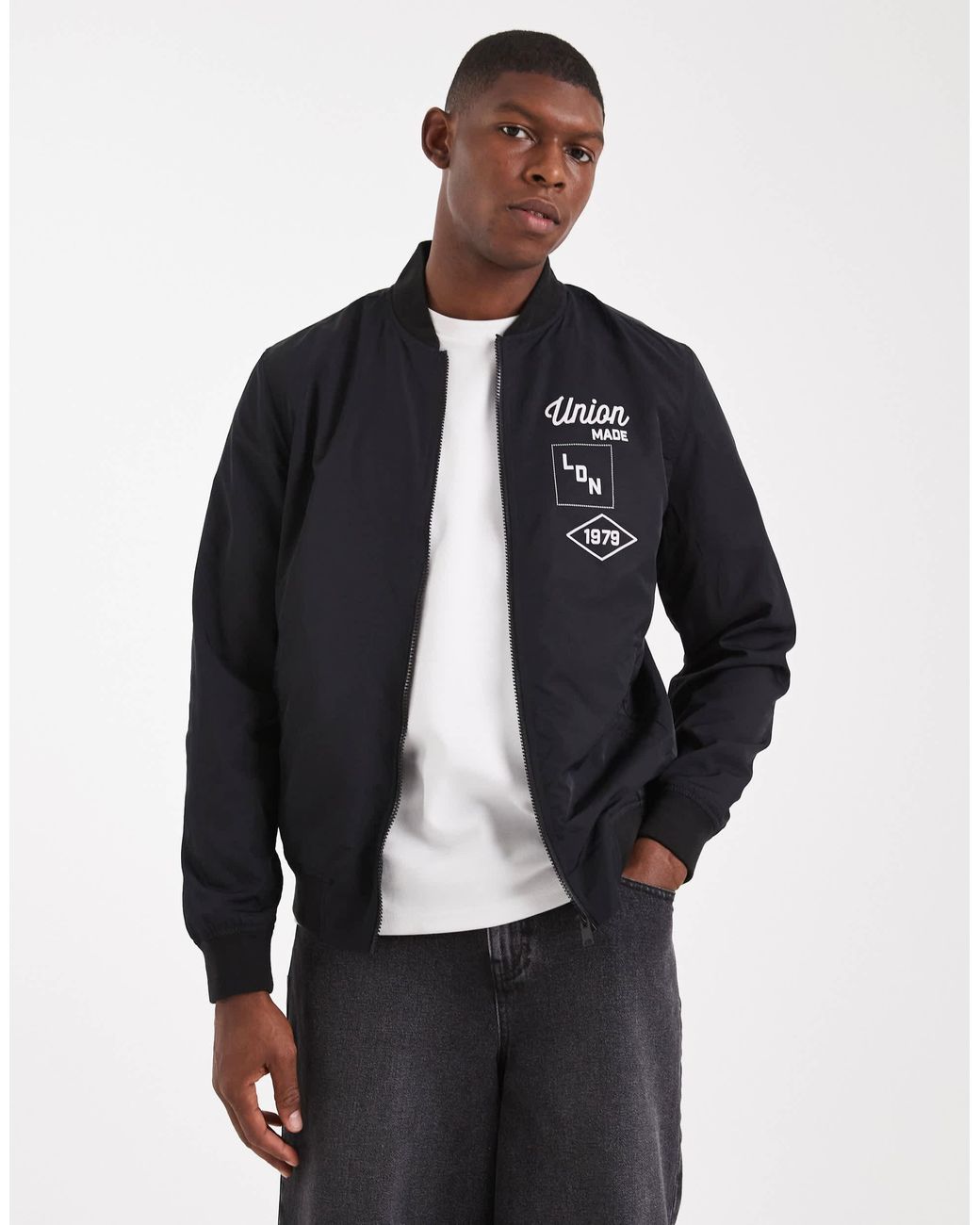 ASOS – leichte bomberjacke in Black für Herren