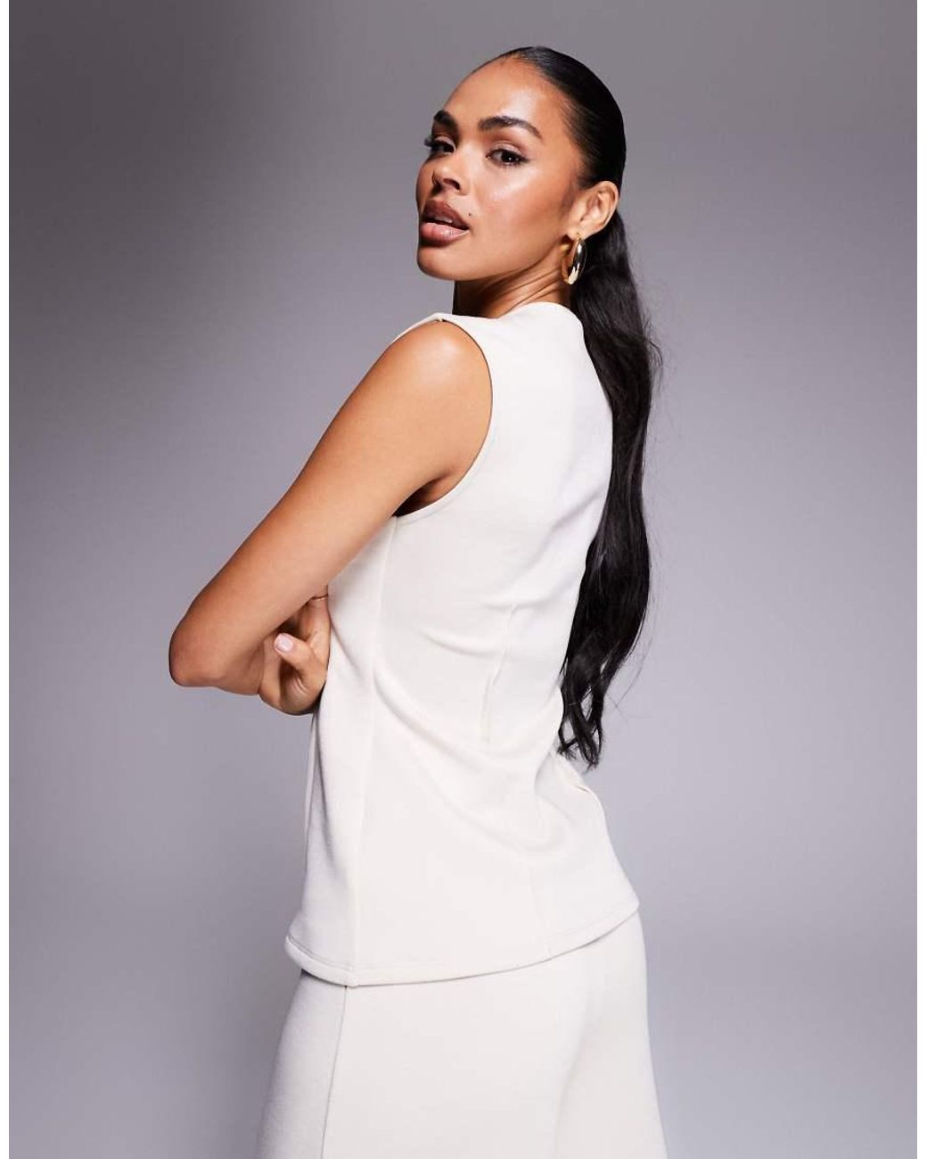 ASOS White Co-ord Soft Seamed Peplum Top