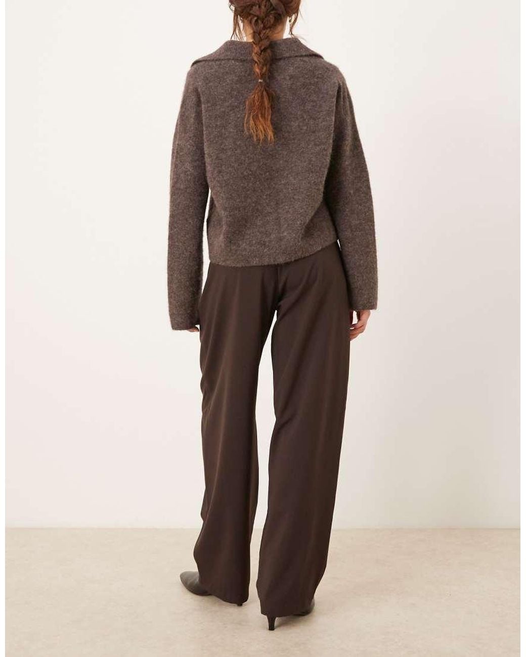 ASOS Natural Tailored Arch Barrel Trousers