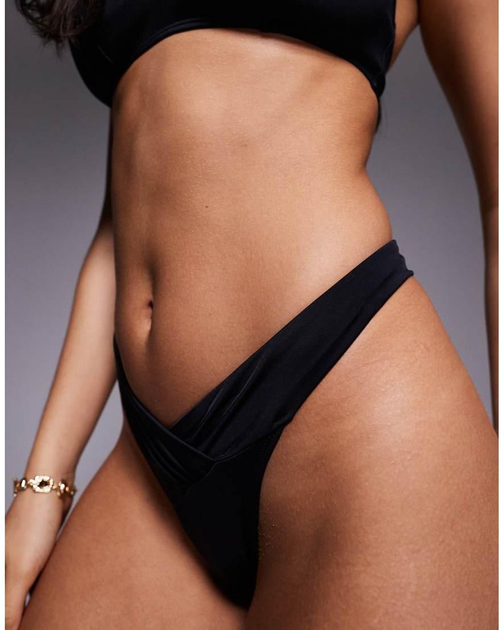 ASOS Gray Maya Negril V-front Thong Bikini Bottom