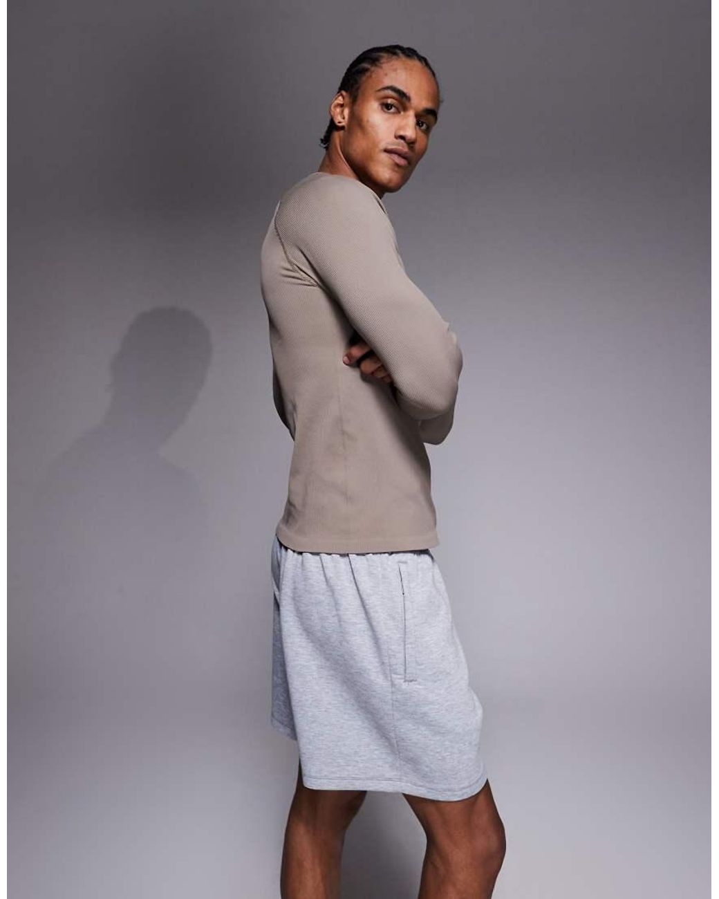 4505 Gray Performance Sweat Shorts With Zip Pockets for men