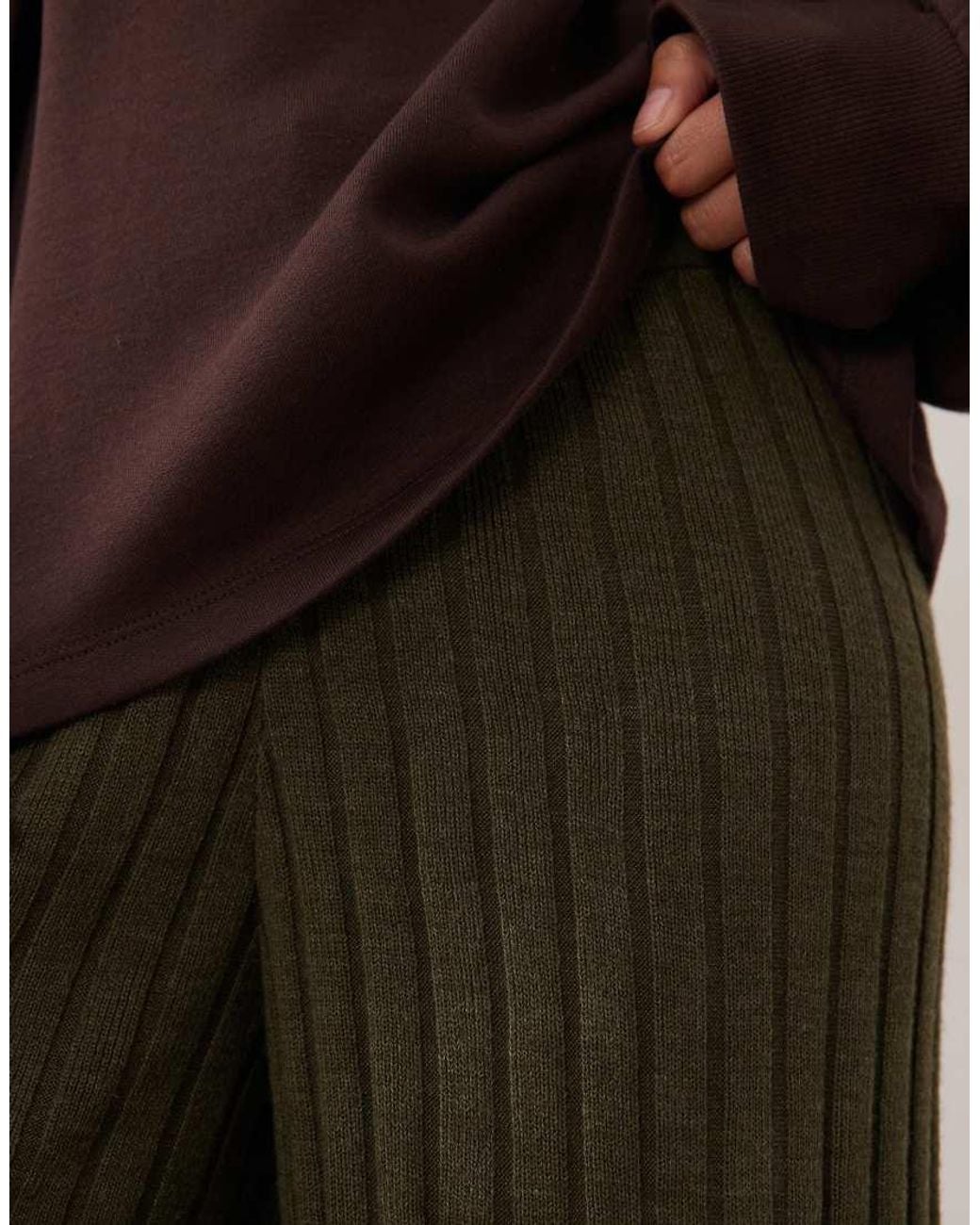 Only Petite Brown Wide Leg Knitted Trousers