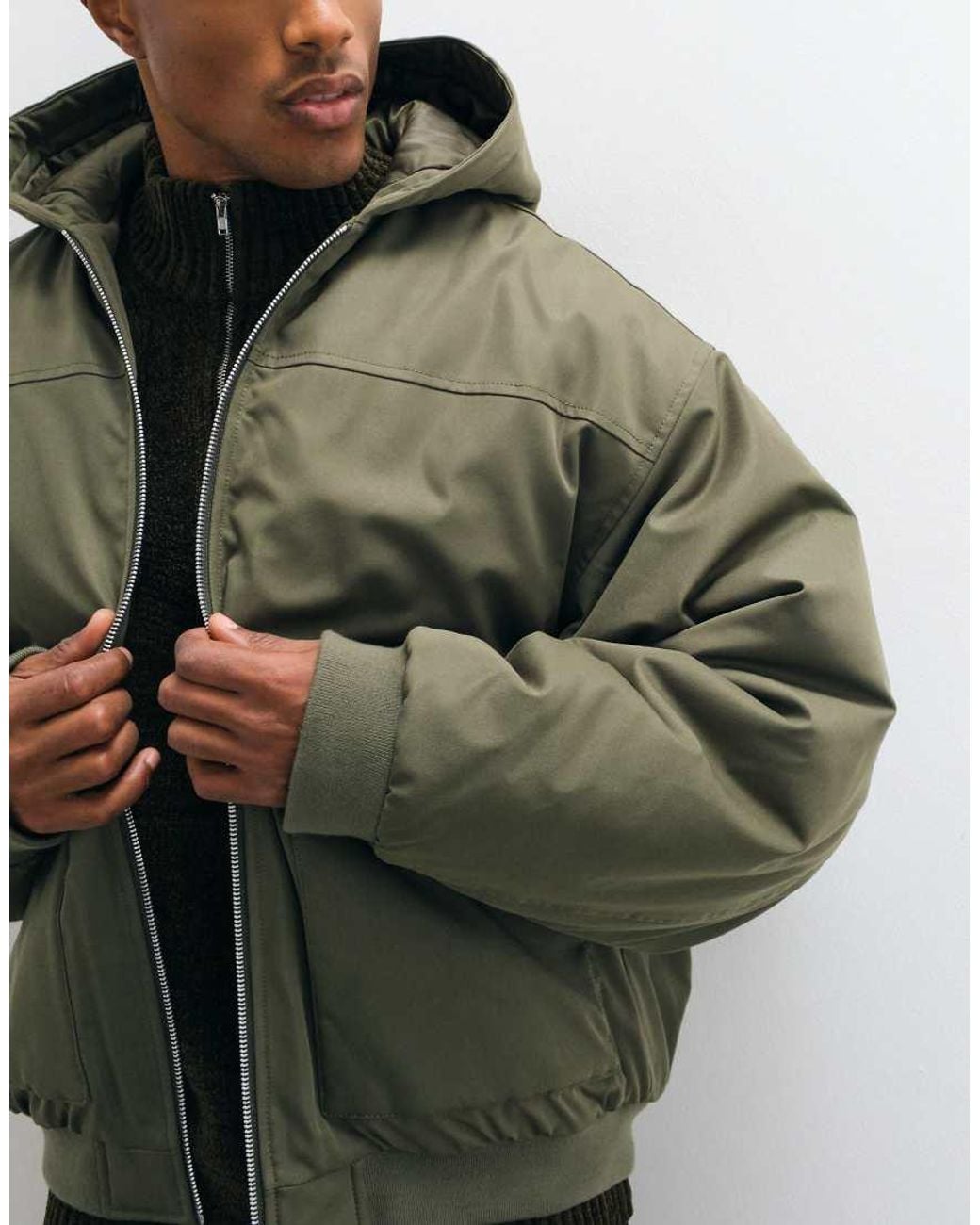 ASOS Green Hooded Bomber Jacket for men