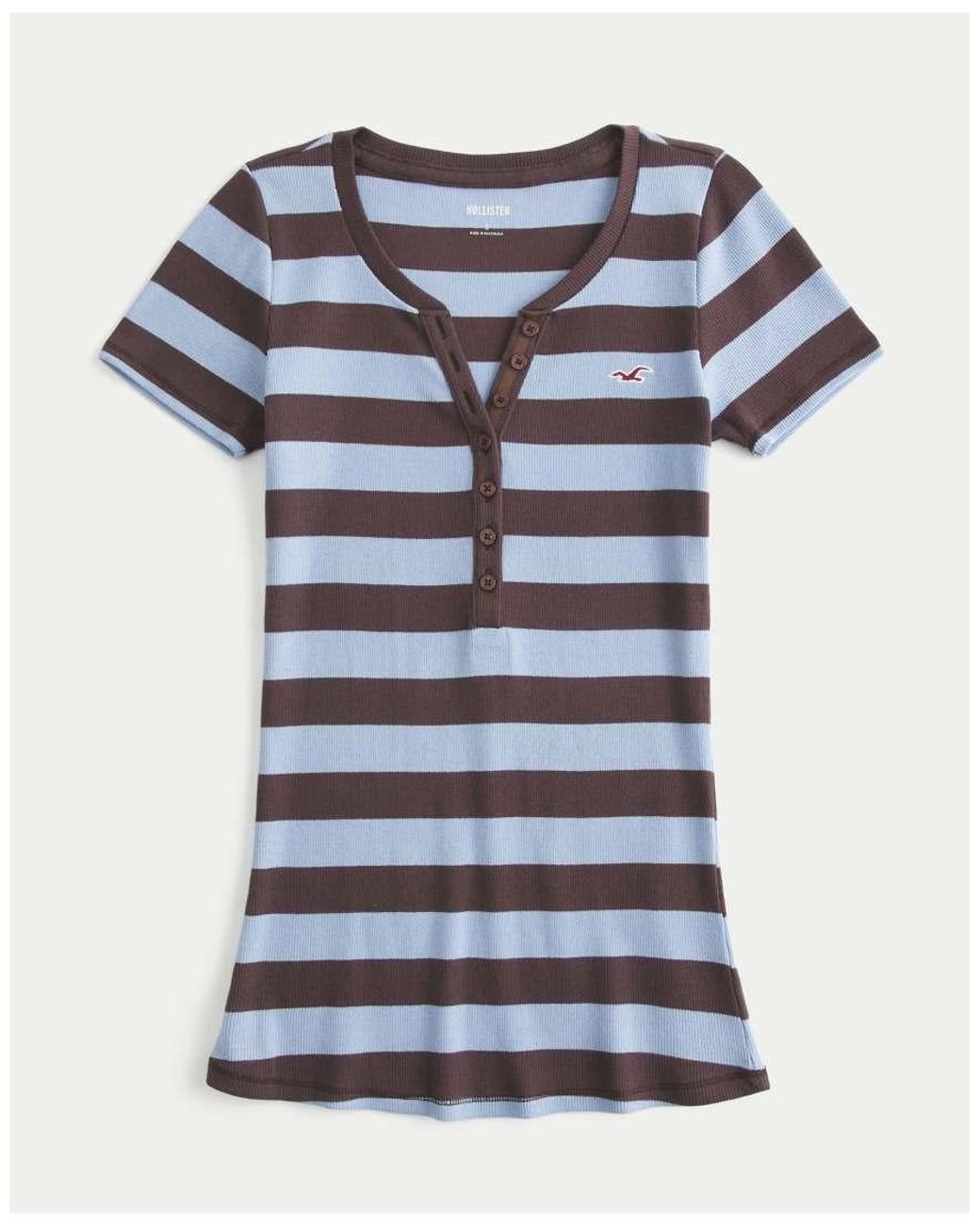 Hollister Blue Short-Sleeve Icon Henley
