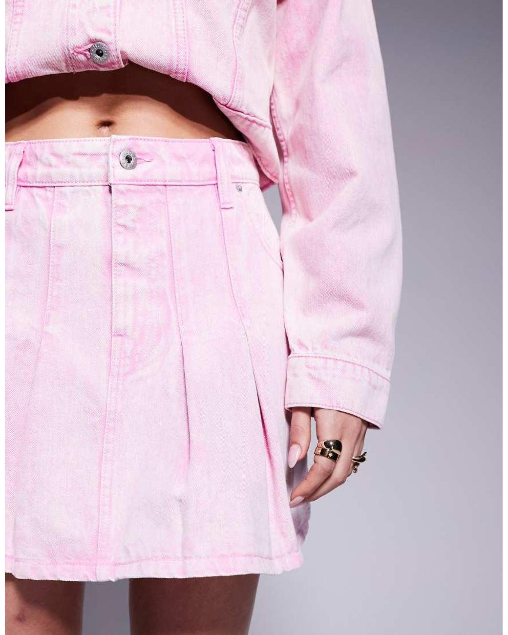 HUGO Pink Co-Ord Flared Denim Skirt