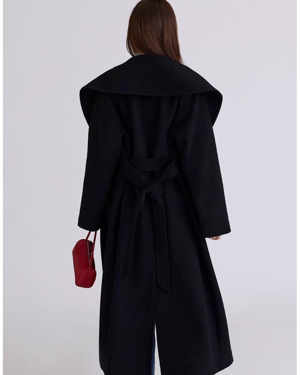 House Of Cb Blue Cocoon Wool Shawl Collar Coat