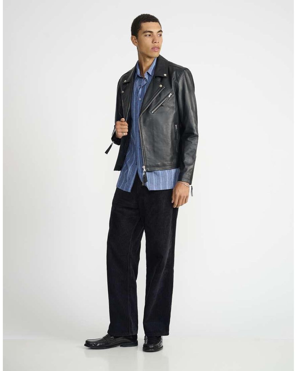 Bolongaro Trevor Black Real Leather Ryder Biker for men