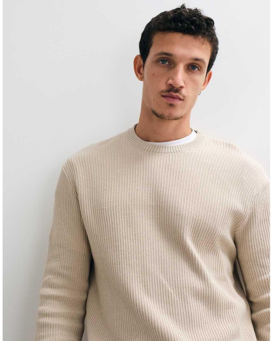 Only & Sons Natural Relaxed Fit Crew Neck Knit Jumper for men