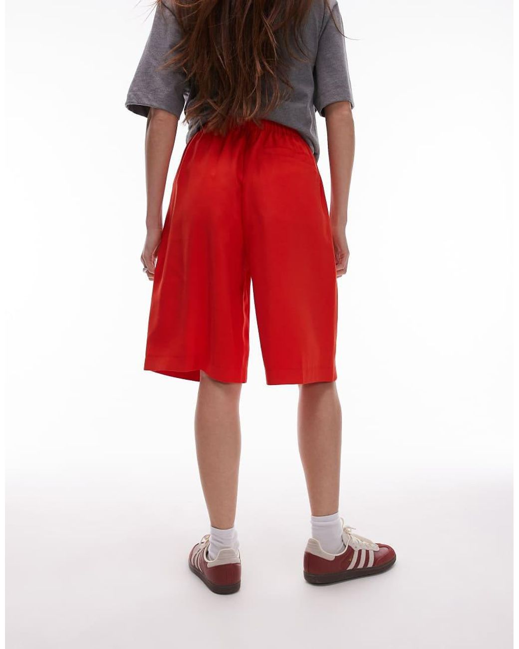 TOPSHOP Red Tailo Longline Pull On Shorts
