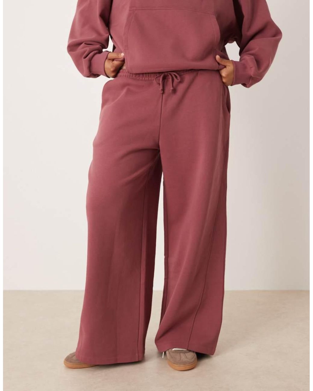ASOS Red Asos Design Curve Premium Heavyweight 500gsm Seamed Wide Leg Sweatpants