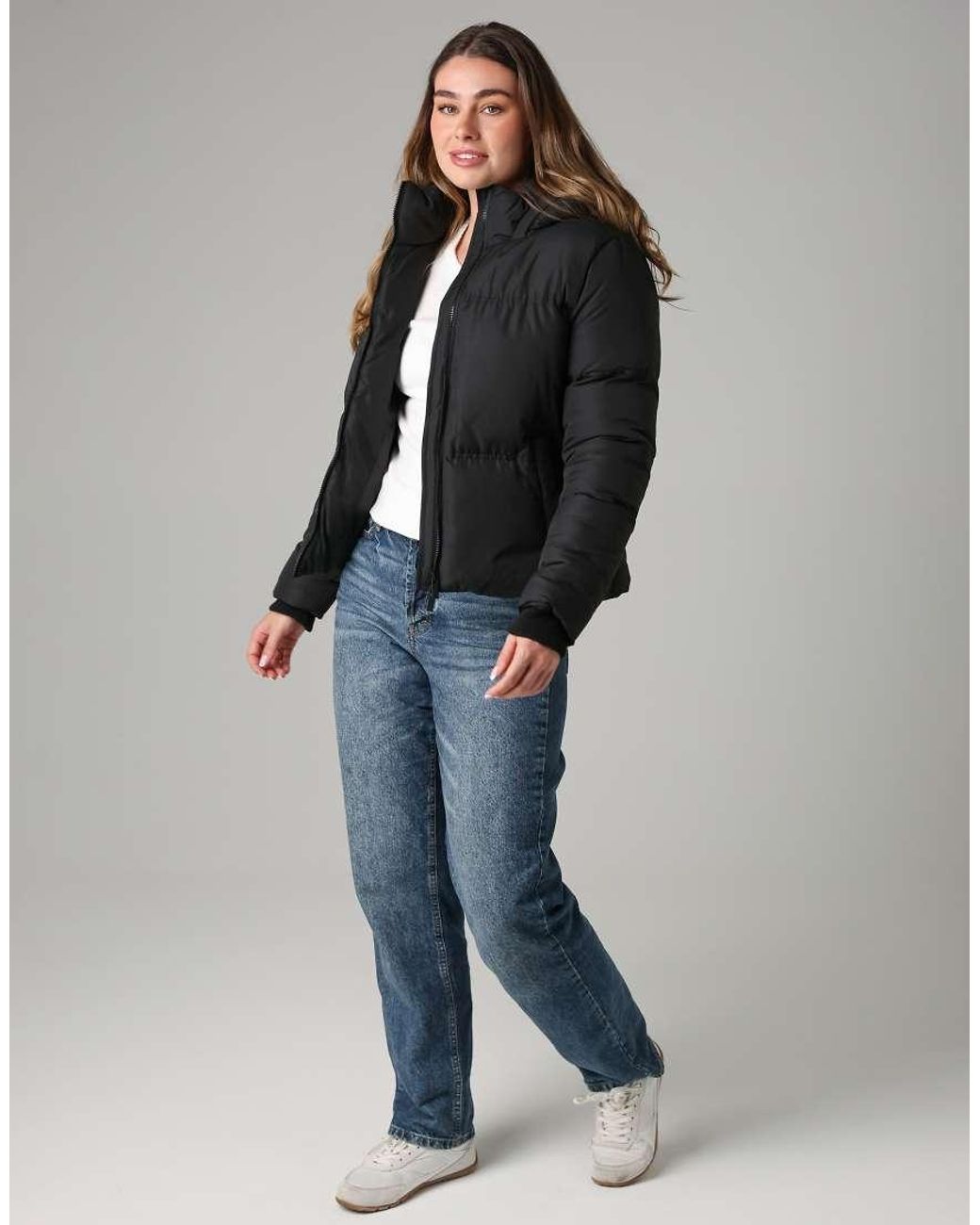 French Connection Black Short Padded Hooded Puffer Zip Jacket